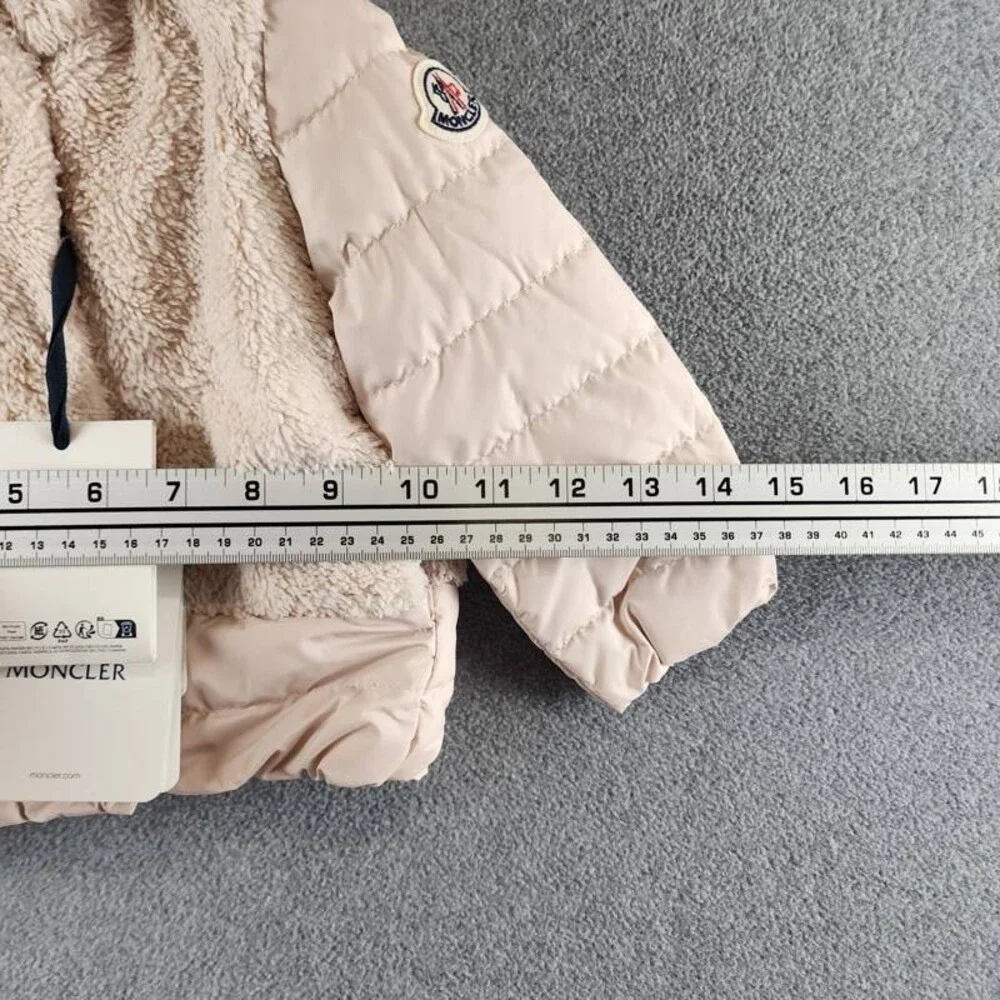 Moncler Jerima Teddy Hooded Down Short Puffer Jacket Baby Girls 9/12 Pink L/S